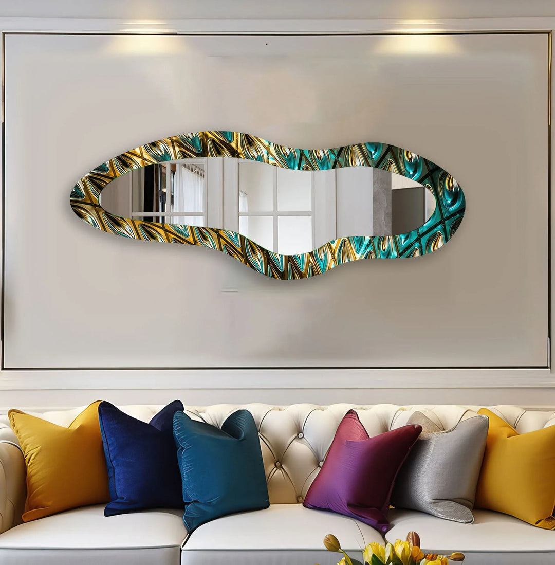 Green Stained Decorative Full Body Wall Mirror - MyPhotoStation