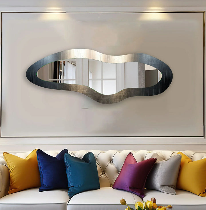 Metalic Gray Asymmetrical Long Wall Mirror - MyPhotoStation