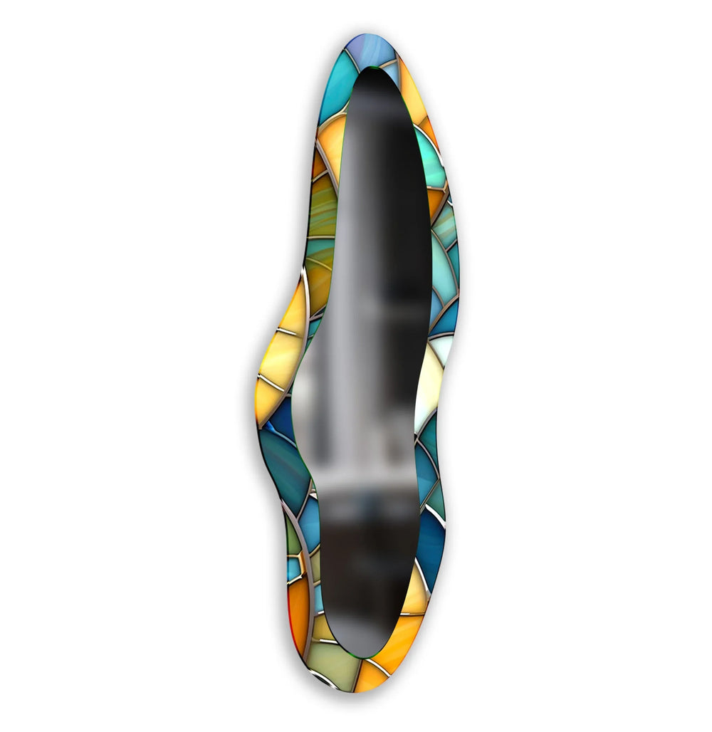 Green & Yellow Stained Glass Long Wall Mirror - MyPhotoStation