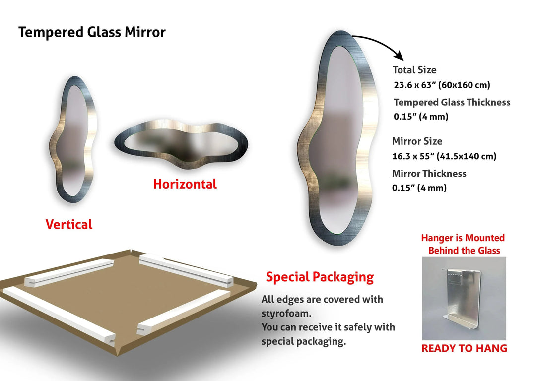 Metalic Gray Asymmetrical Long Wall Mirror - MyPhotoStation