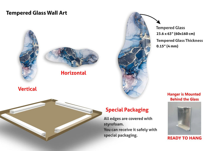 Irregular Asymmetrical Alcohol Ink Glass Wall Art - MyPhotoStation