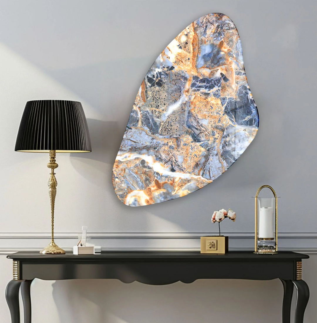 Blue Marbled Aesthetic Glass Wall Art, print picture on glass, Tempered Glass Wall Art