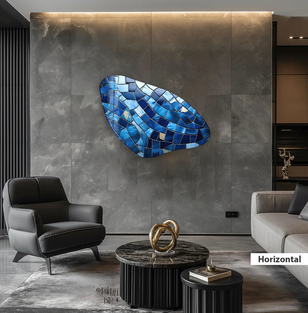Blue Mosaic Style Aesthetic Glass Wall Art, stained glass wall art, stained glass wall decor