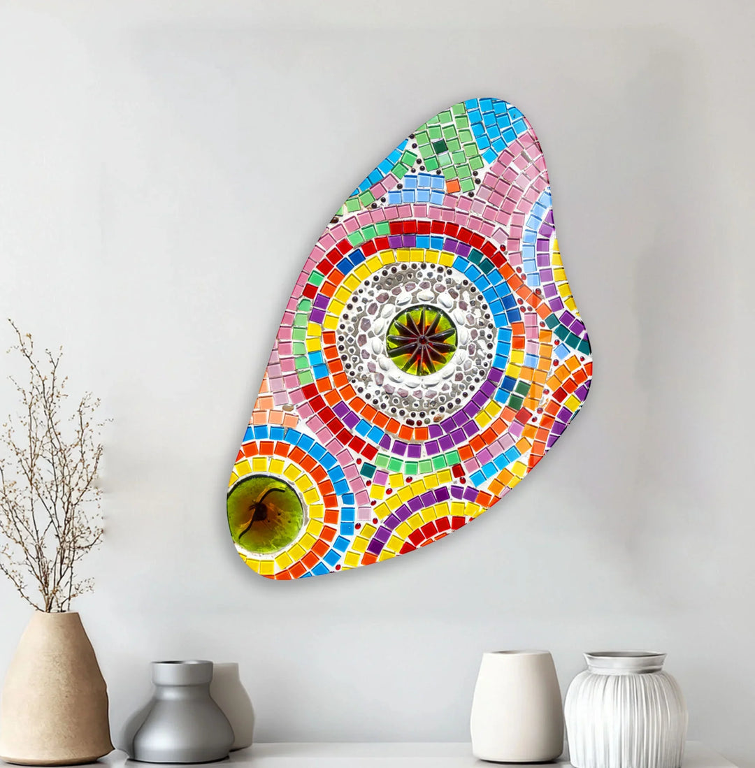 Aesthetic Pink Mosaic Irregular Glass Wall Art, print on glass, glass printed photos