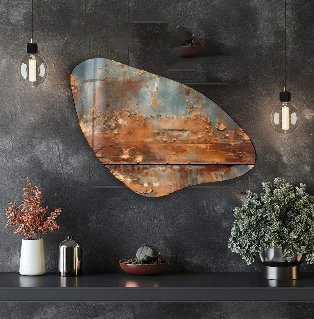 Abstract Rustic Irregular Glass Wall Art, print picture on glass, Tempered Glass Wall Art