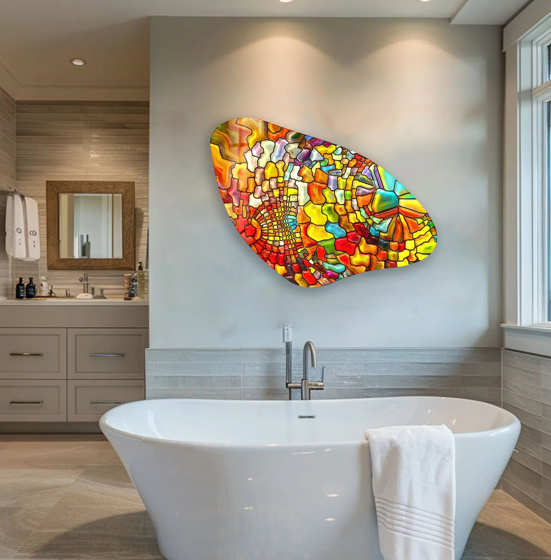 Aesthetic Orange Stained Irregular Glass Wall Art, print picture on glass, Tempered Glass Wall Art