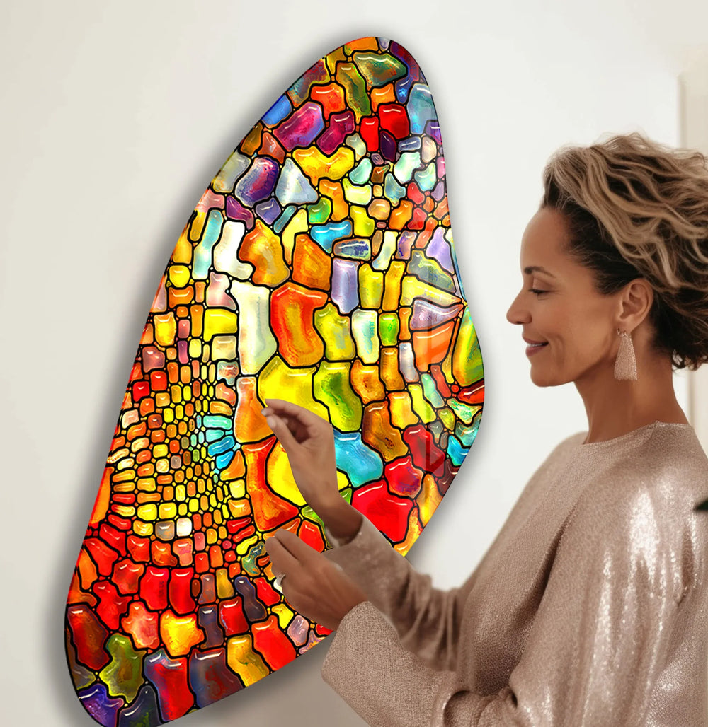 Aesthetic Orange Stained Irregular Glass Wall Art, glass wall decor, glass wall art decor