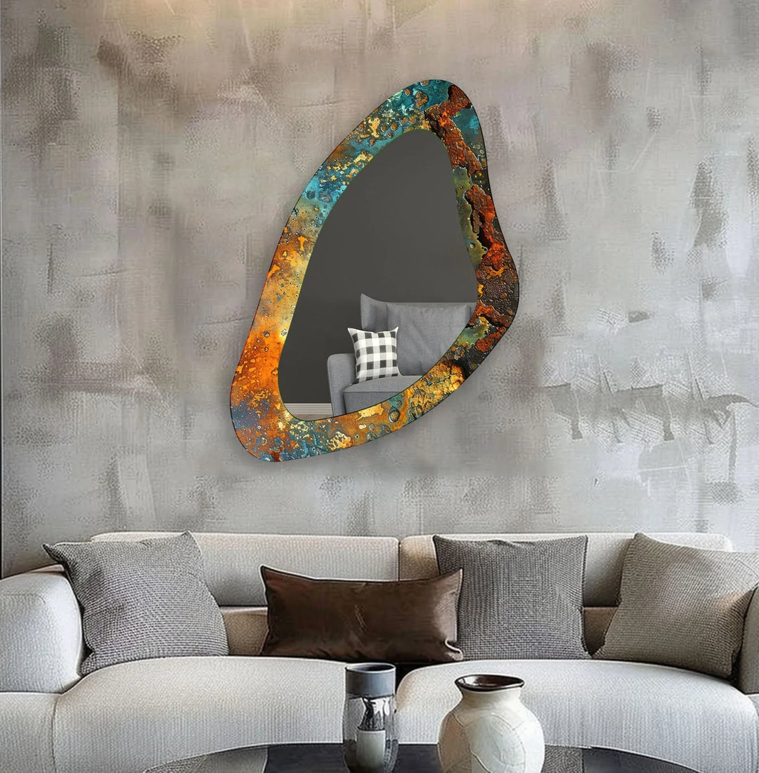 Modern Green Asymmetrical Wall Mirror - MyPhotoStation