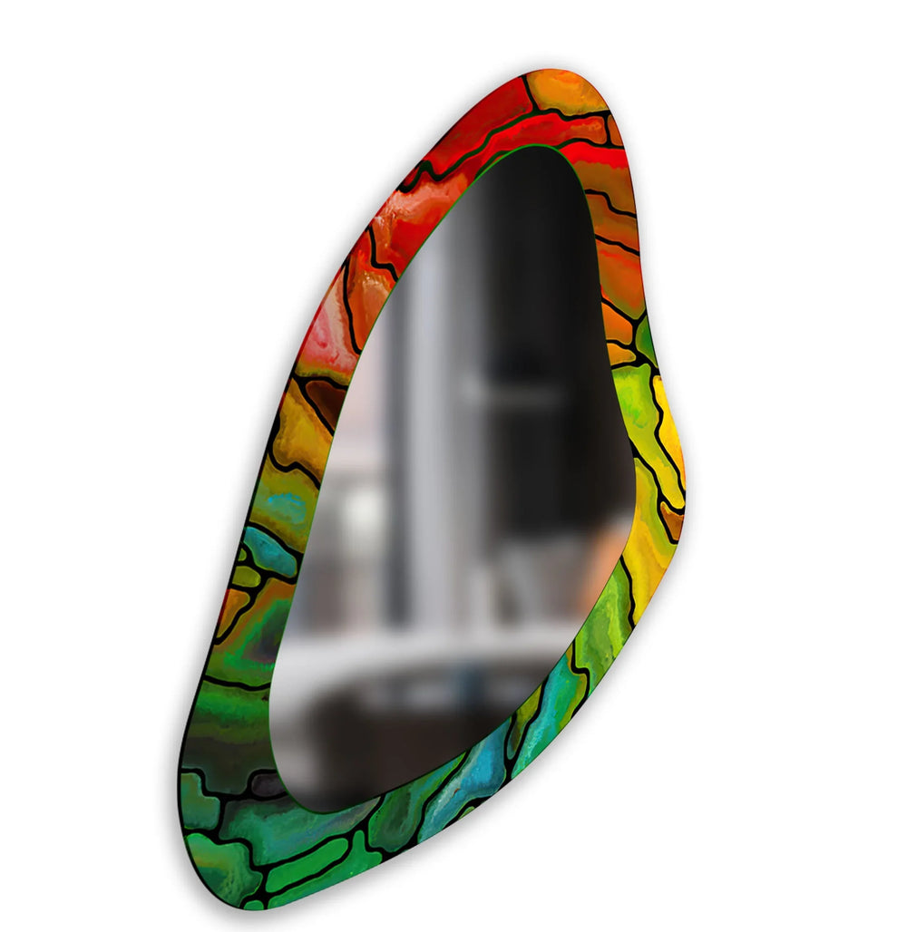 Green Stained Large Aesthetic Wall Mirror - MyPhotoStation