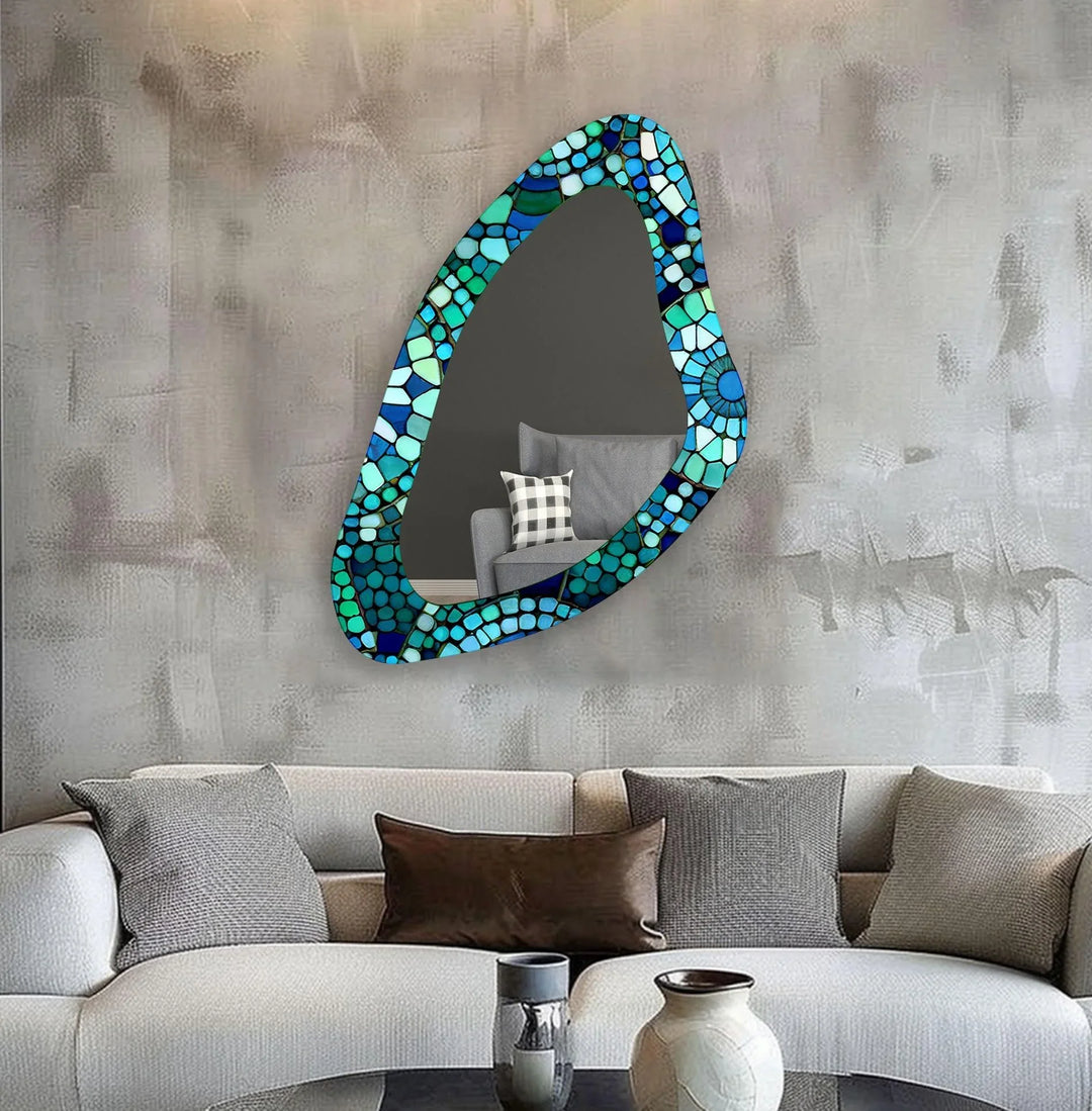 Green Elegant Large Glass Wall Mirror - MyPhotoStation