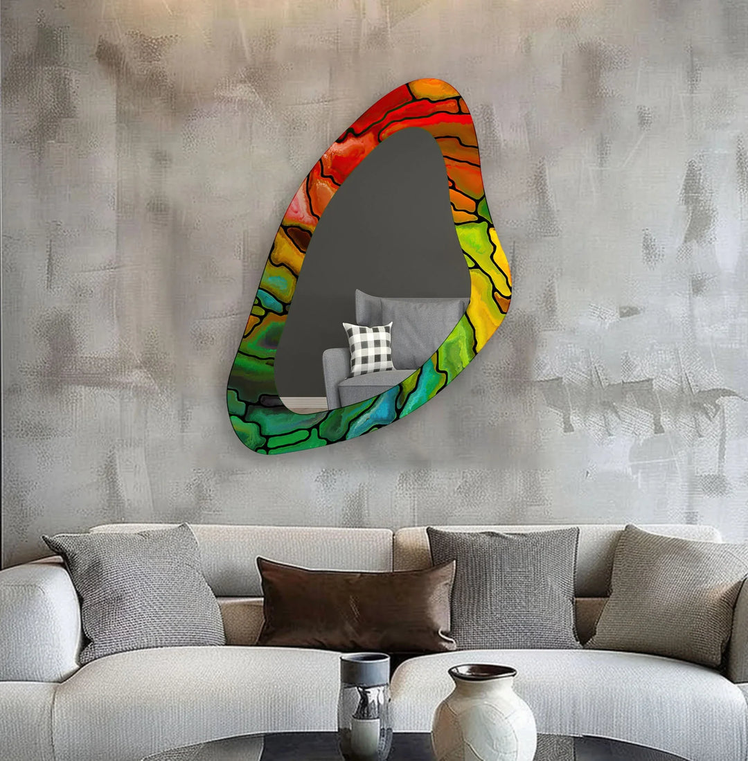 Green Stained Large Aesthetic Wall Mirror - MyPhotoStation