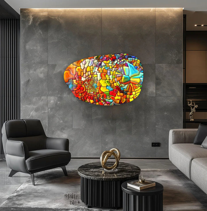 Decorative Orange Stained Irregular Glass Wall Art, glass image printing, glass prints from photos