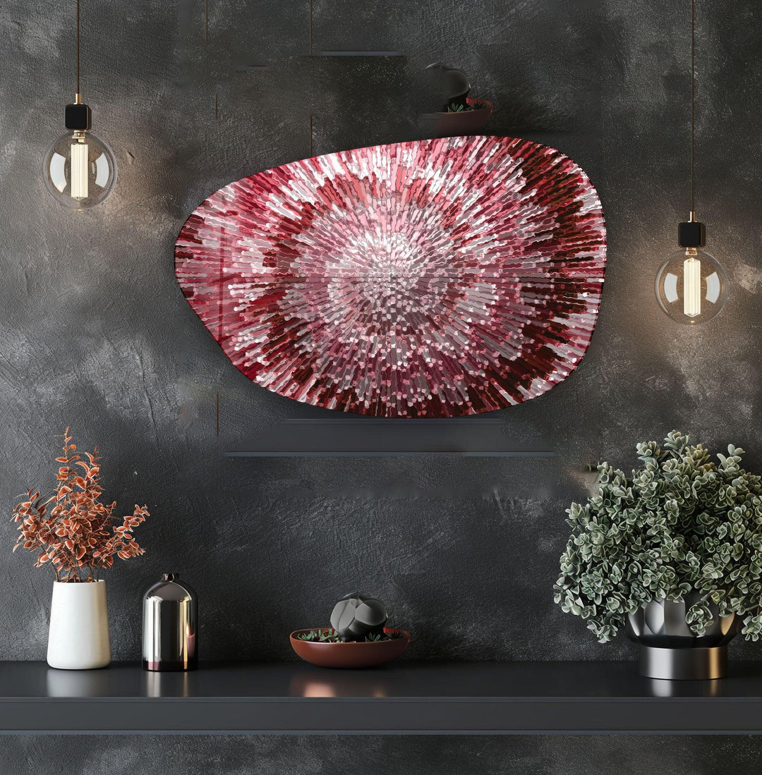 Abstract Red Lines Aesthetic Glass Wall Art, print picture on glass, Tempered Glass Wall Art