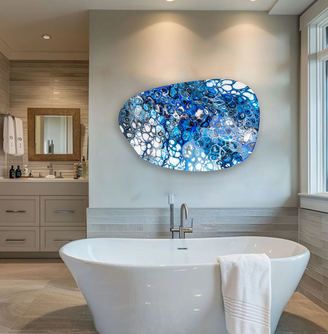 Blue Creative Abstract Aesthetic Glass Wall Art, print picture on glass, Tempered Glass Wall Art