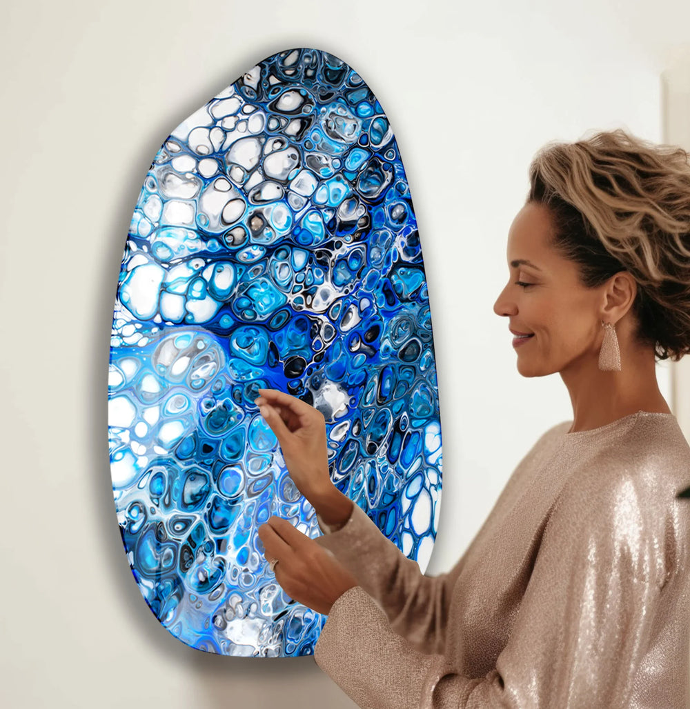 Blue Creative Abstract Aesthetic Glass Wall Art, glass wall decor, glass wall art decor