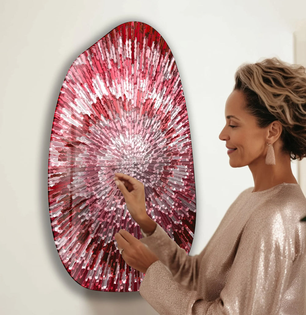 Abstract Red Lines Aesthetic Glass Wall Art, glass wall decor, glass wall art decor