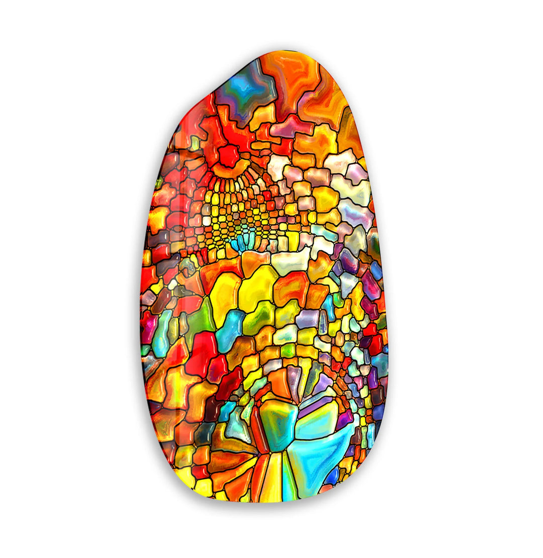 Decorative Orange Stained Irregular Glass Wall Art, glass image printing, glass prints from photos