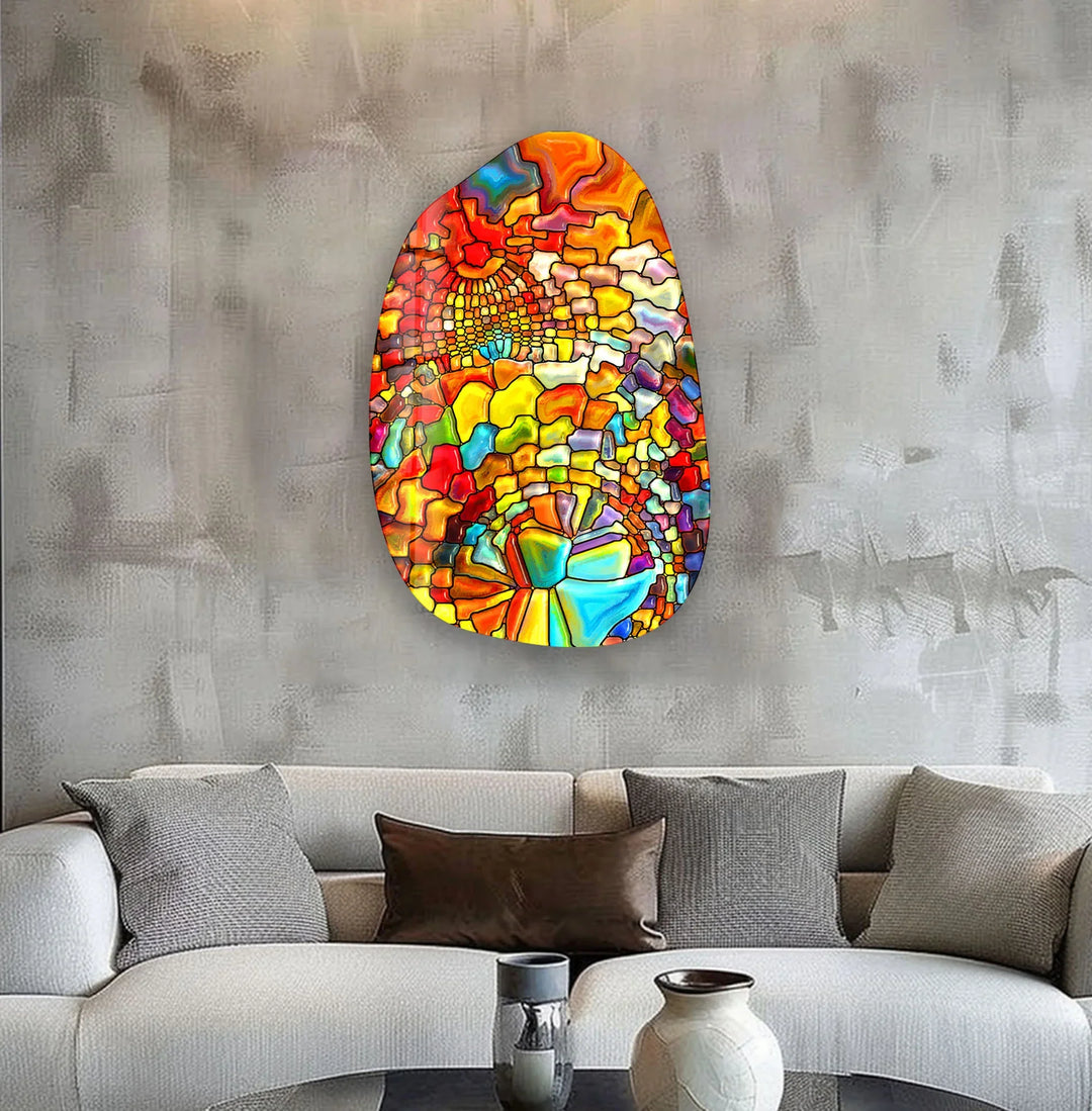Decorative Orange Stained Irregular Glass Wall Art, stained glass wall art, stained glass wall decor