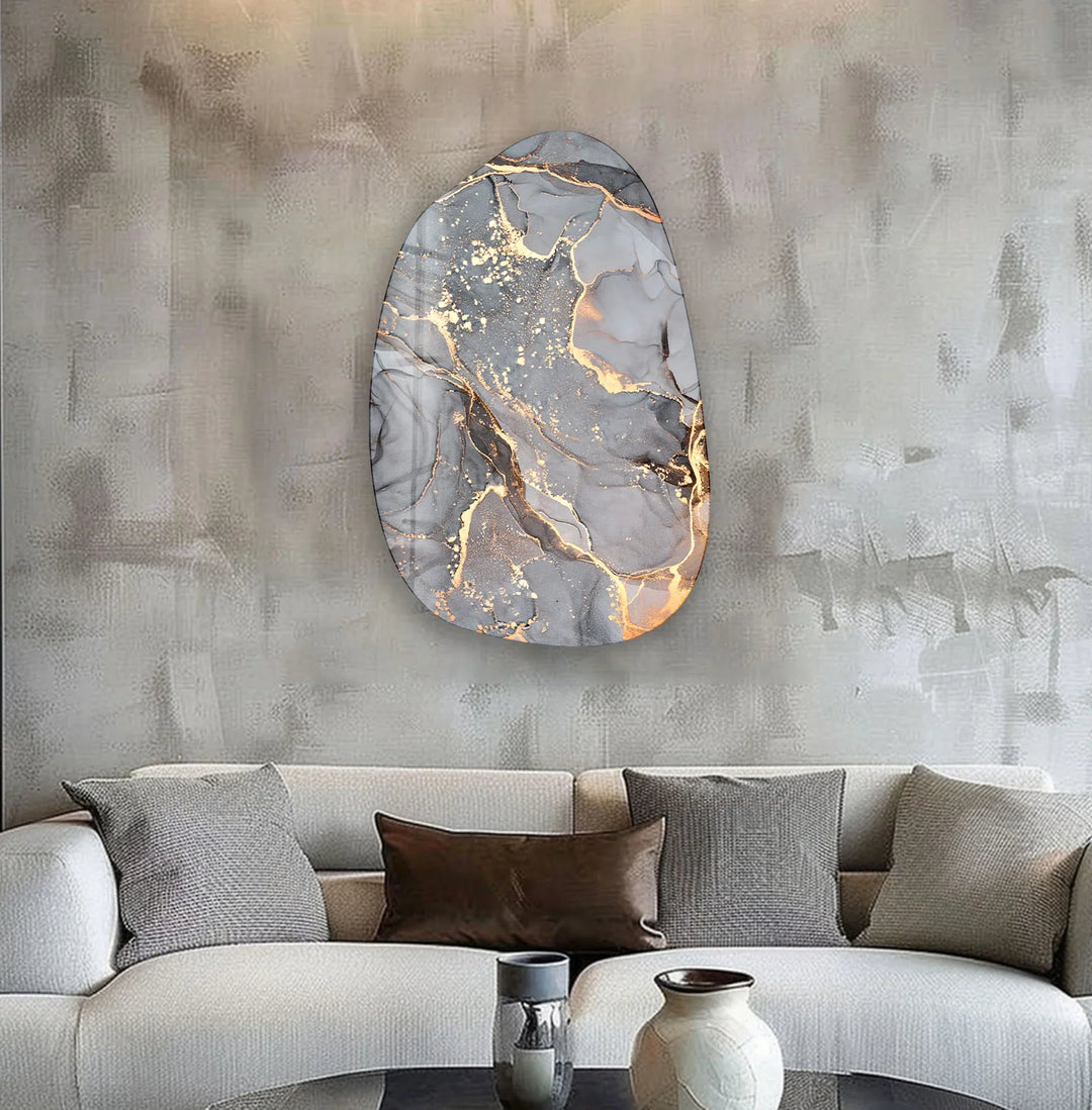 Grey Alcohol Ink Stains Irregular Glass Wall Art, art glass wall art, glass wall art pictures