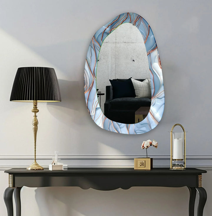 Blue Abstract Aesthetic Glass Wall Mirror - MyPhotoStation