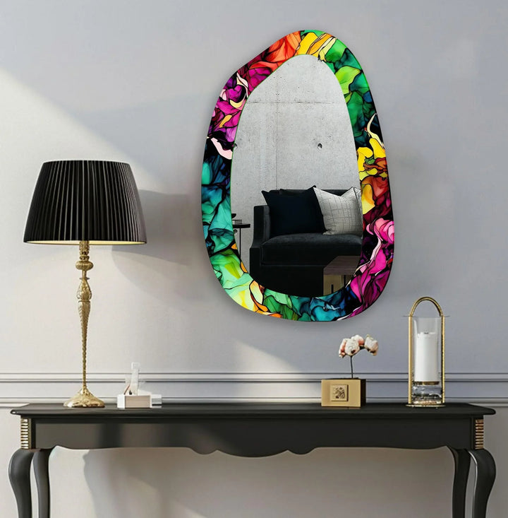 Vivid Color Asymmetrical Glass Wall Mirror - MyPhotoStation