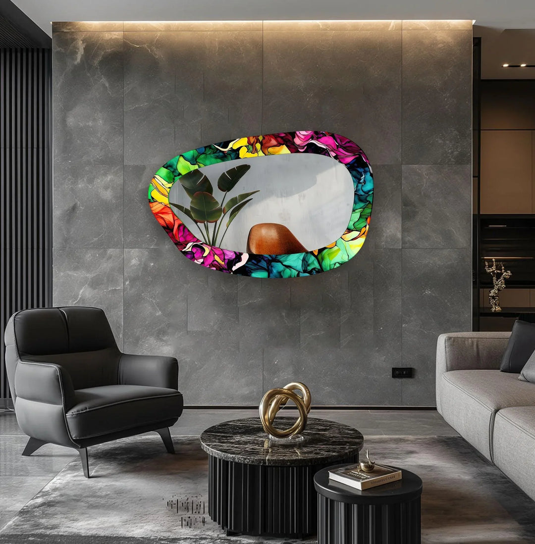 Vivid Color Asymmetrical Glass Wall Mirror - MyPhotoStation