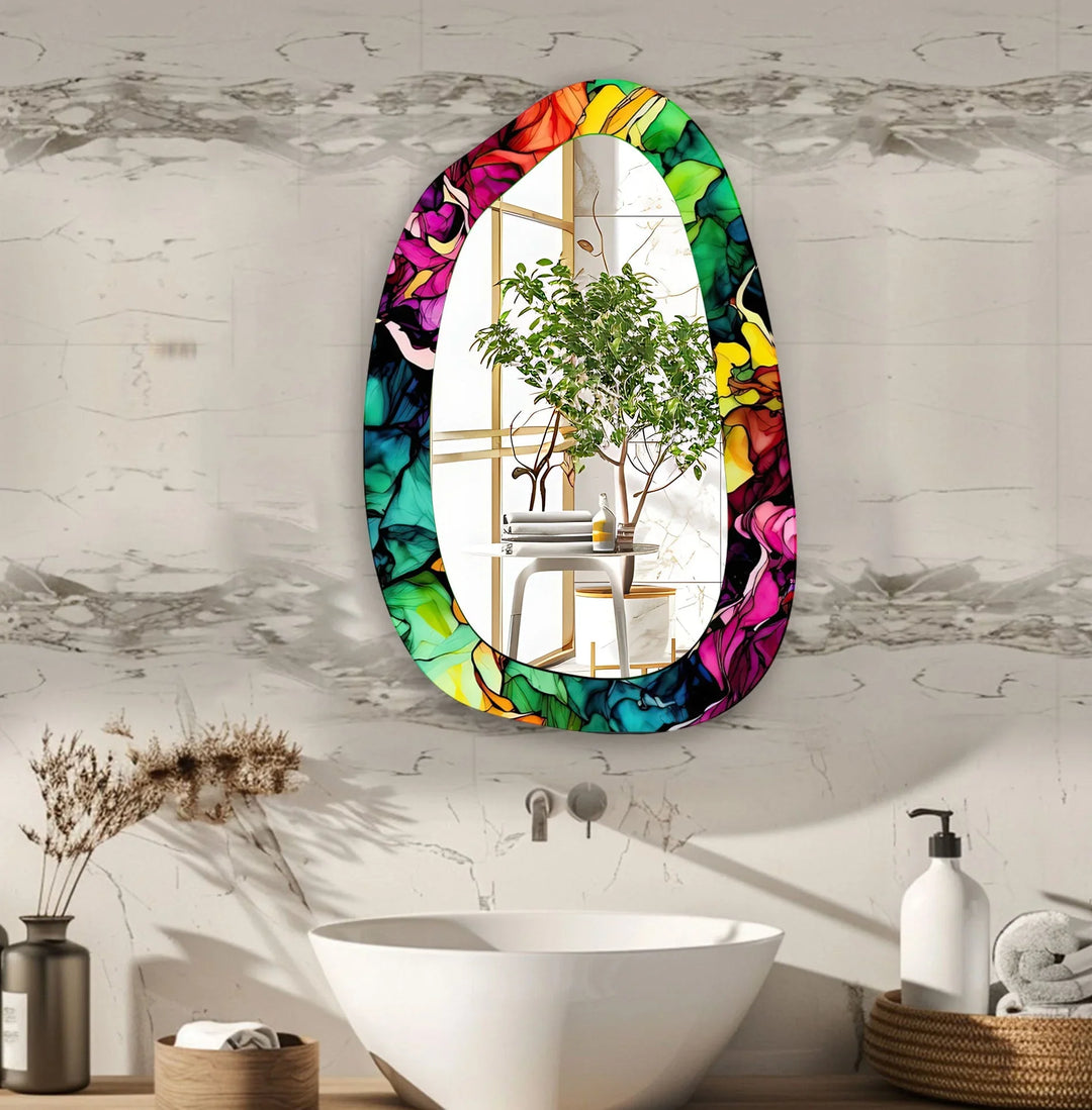 Vivid Color Asymmetrical Glass Wall Mirror - MyPhotoStation