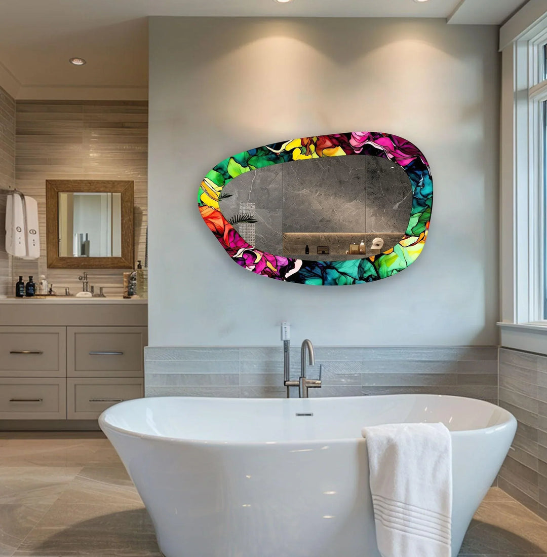 Vivid Color Asymmetrical Glass Wall Mirror - MyPhotoStation