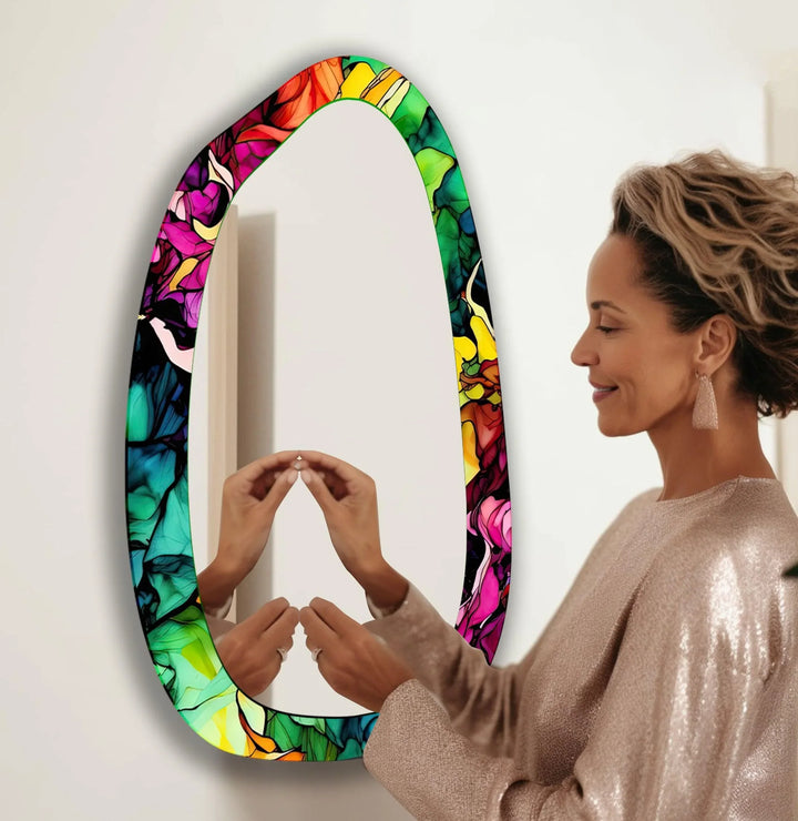 Vivid Color Asymmetrical Glass Wall Mirror - MyPhotoStation