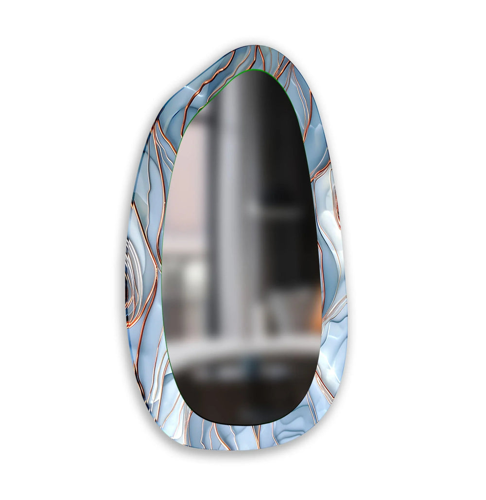 Blue Abstract Aesthetic Glass Wall Mirror - MyPhotoStation