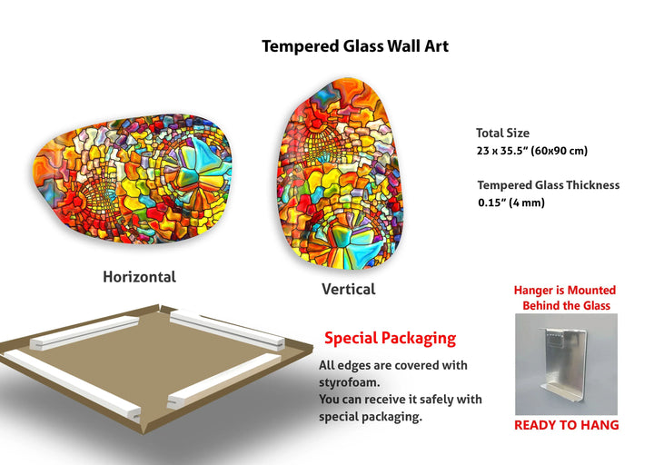 Decorative Orange Stained Irregular Glass Wall Art, glass photo prints, glass picture prints