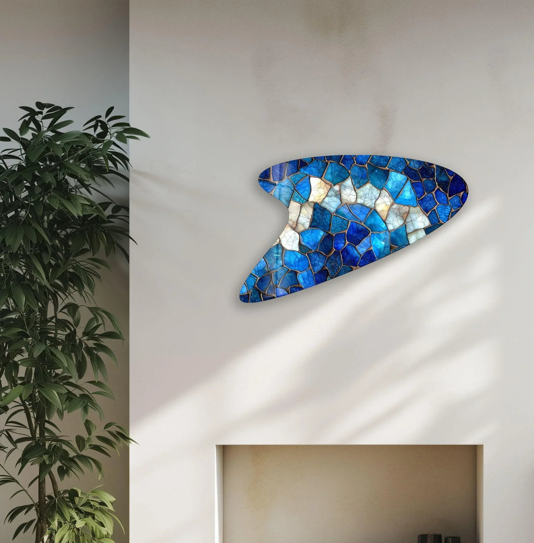 Blue Stained Stunning Glass Wall Art, stained glass wall art, stained glass wall decor