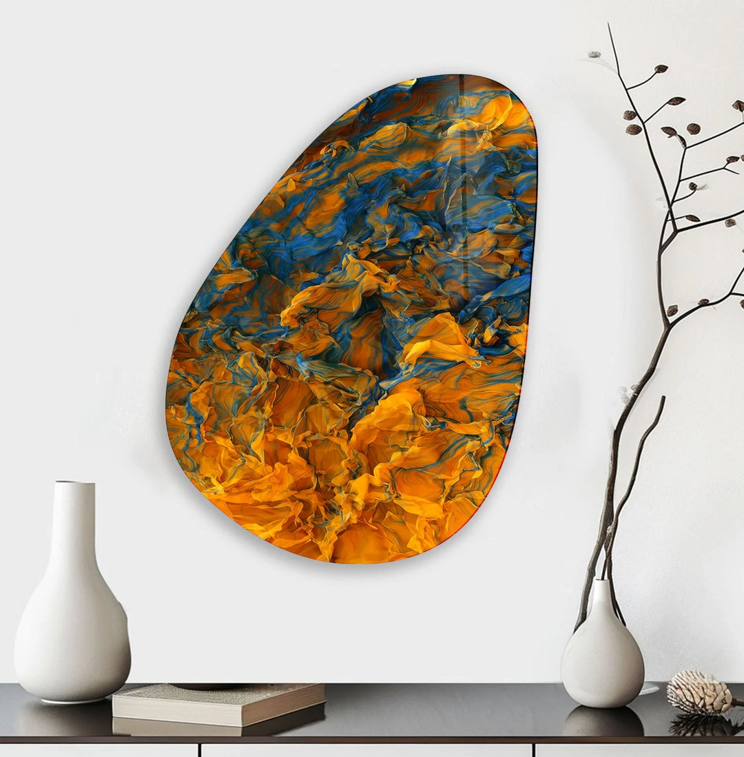 Modern Orange Abstract Glass Wall Art, glass image printing, glass prints from photos