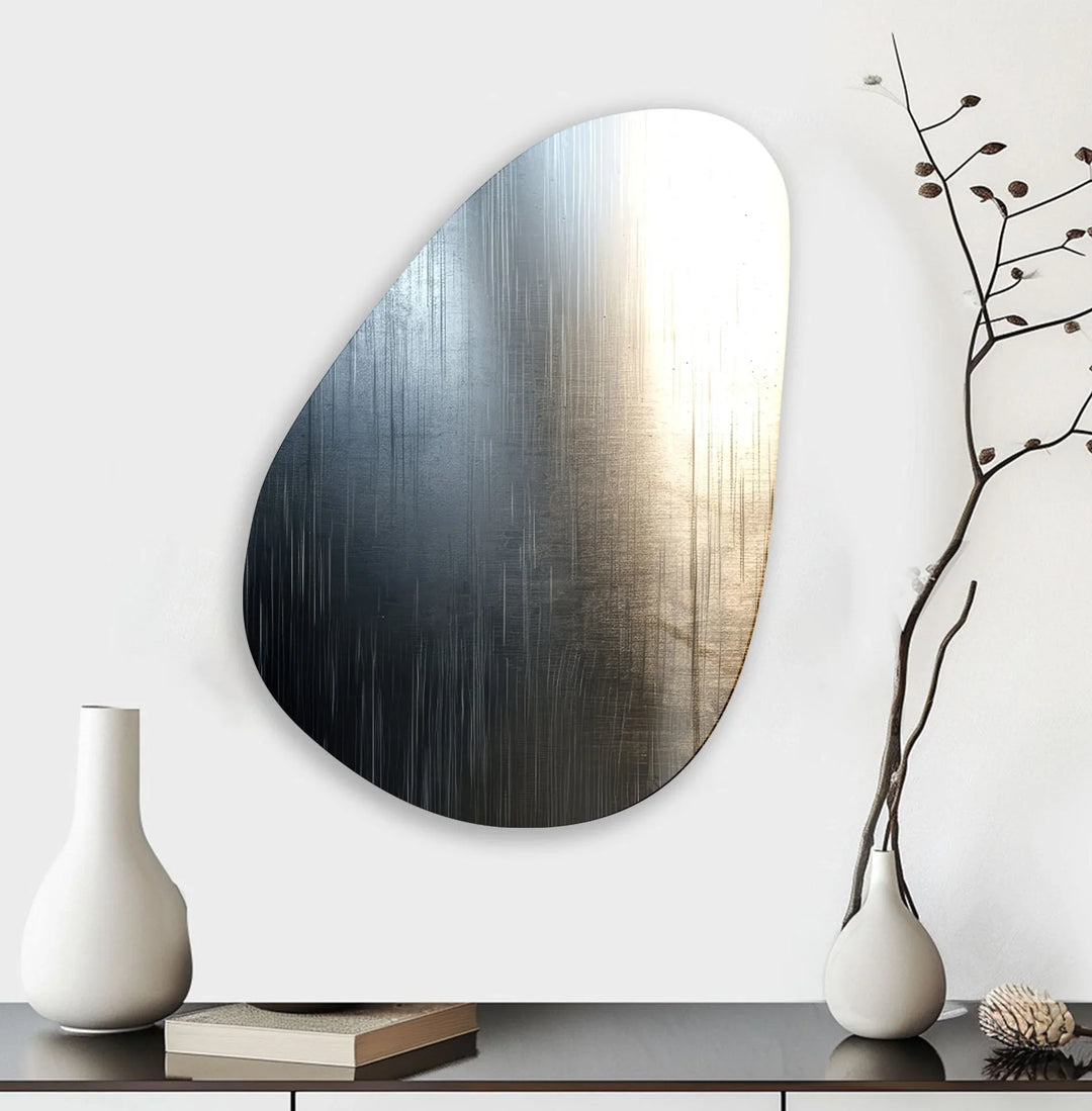 Metallic Gray Abstract Glass Wall Art, large glass photo prints, glass wall photos