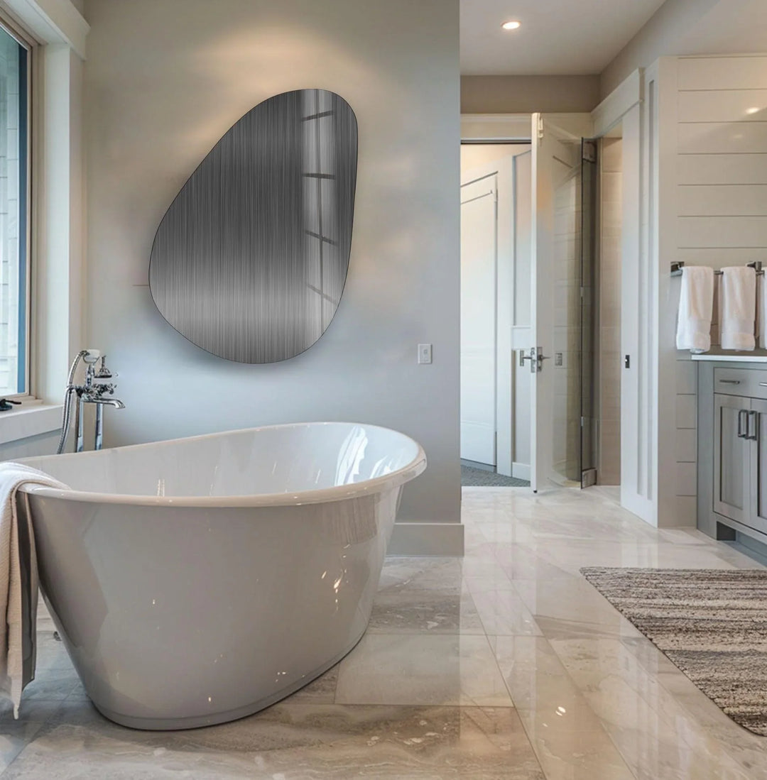 Gray Metal Panel Abstract Glass Wall Art, glass art painting, glass art for the Wall