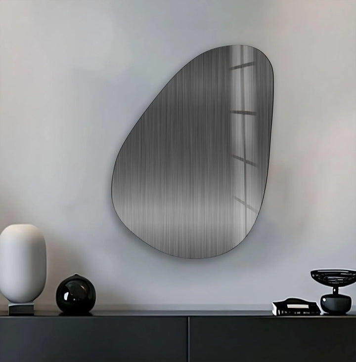 Gray Metal Panel Abstract Glass Wall Art, print picture on glass, Tempered Glass Wall Art