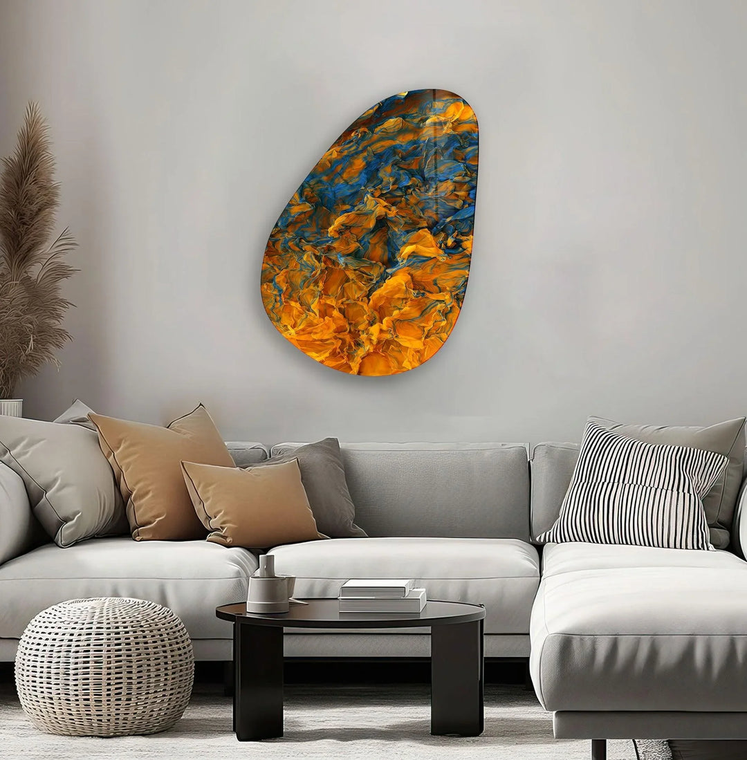 Modern Orange Abstract Glass Wall Art, glass photo prints, glass picture prints