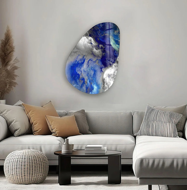 Gray & Blue Abstract Glass Wall Art, glass image printing, glass prints from photos
