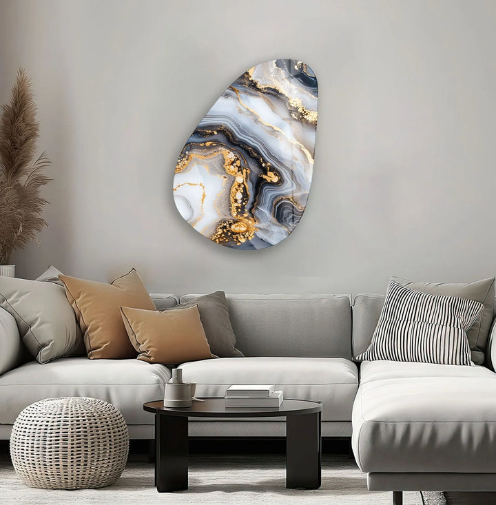 Gold Accent Marble Glass Wall Art, glass pictures for Wall, glass prints wall art