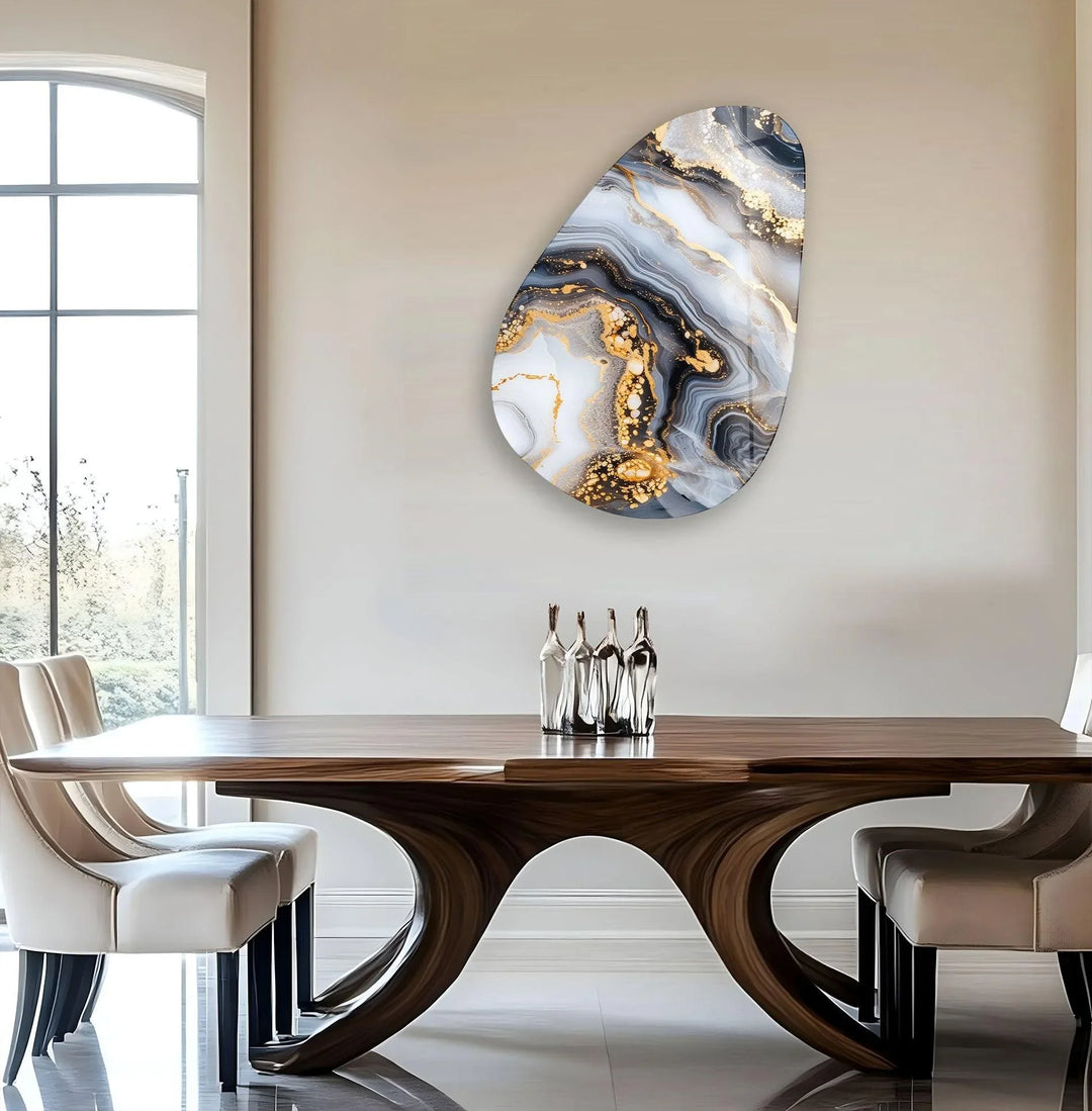 Gold Accent Marble Glass Wall Art, photo print on glass, prints on glass wall art