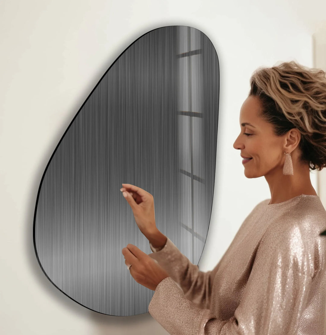 Gray Metal Panel Abstract Glass Wall Art, glass wall decor, glass wall art decor