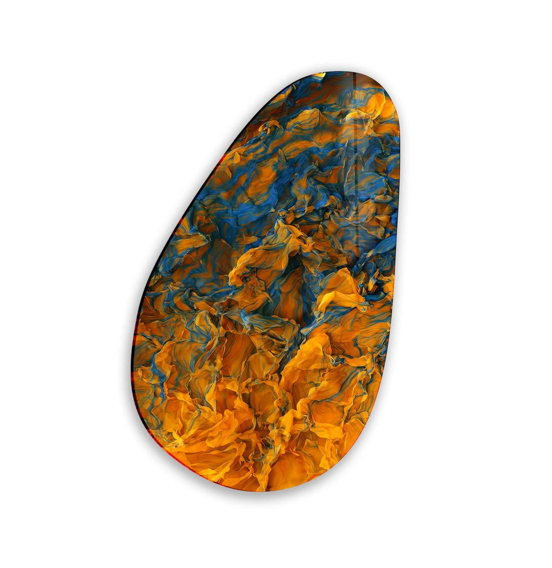 Modern Orange Abstract Glass Wall Art, glass pictures for Wall, glass prints wall art