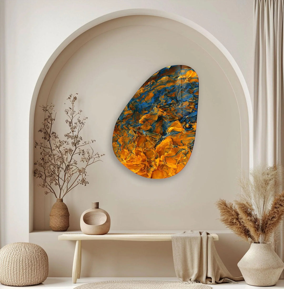 Modern Orange Abstract Glass Wall Art, art glass wall art, glass wall art pictures