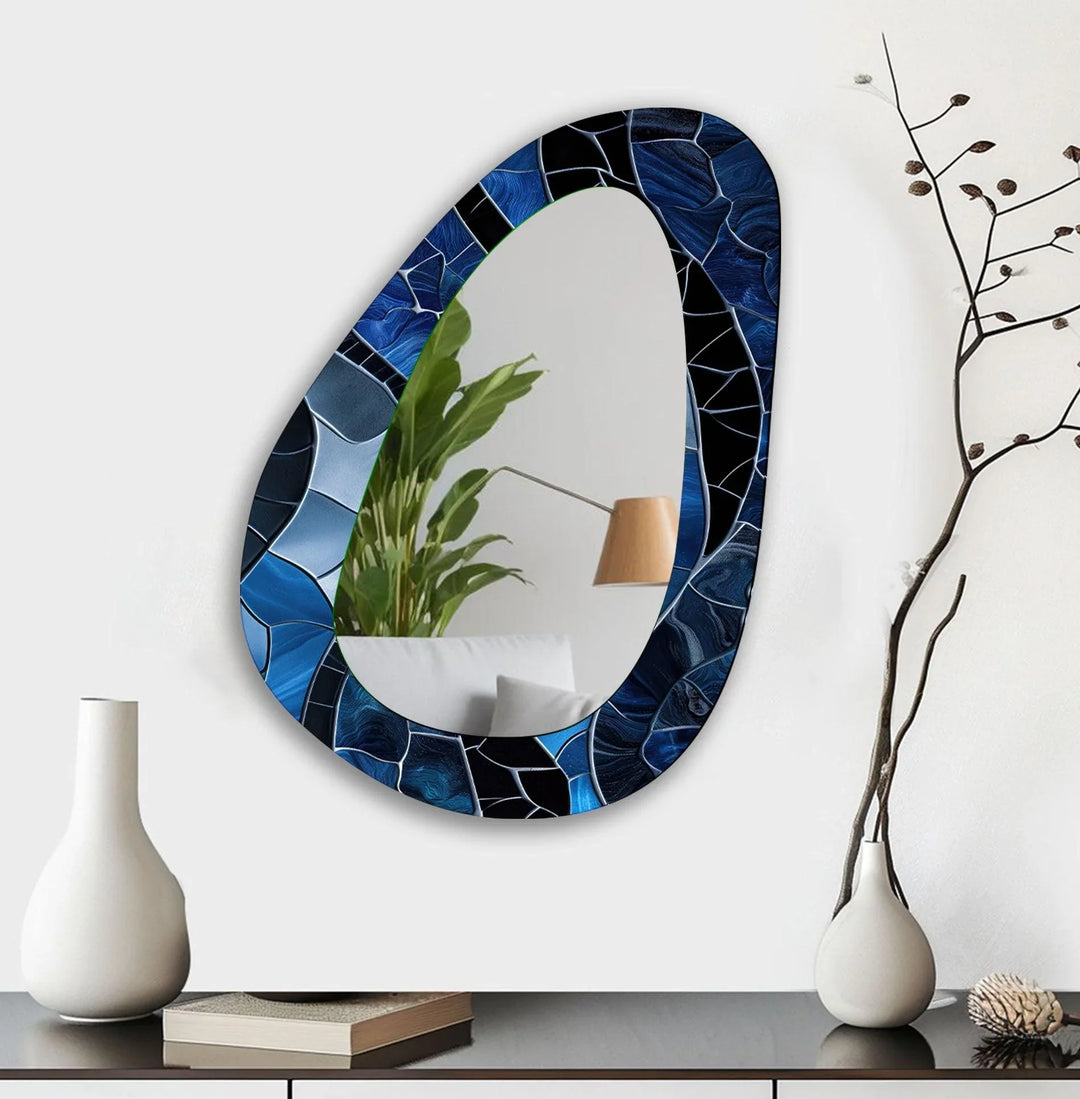 Blue & Black Mosaic Wall Mirror - MyPhotoStation