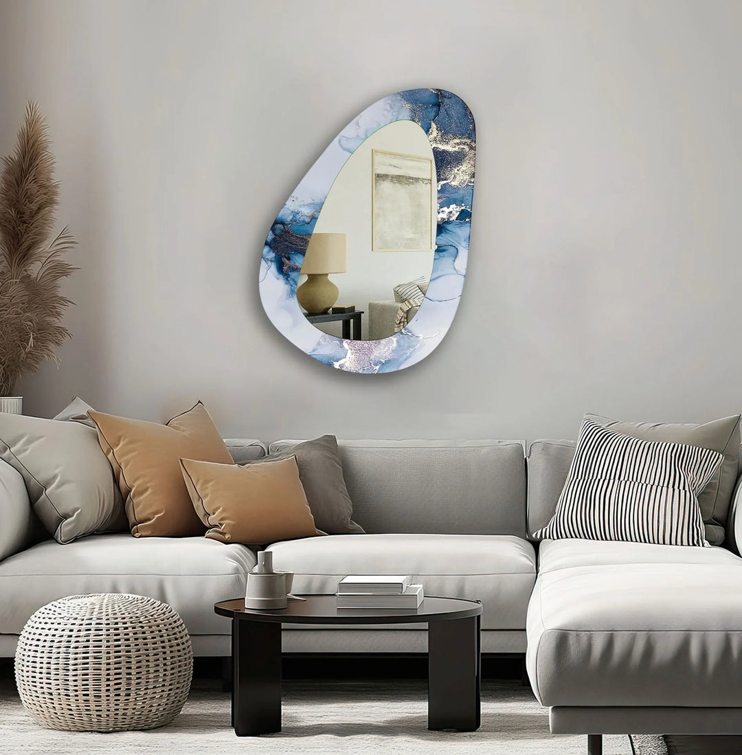 White And Blue Marble Entryway Wall Mirror - MyPhotoStation