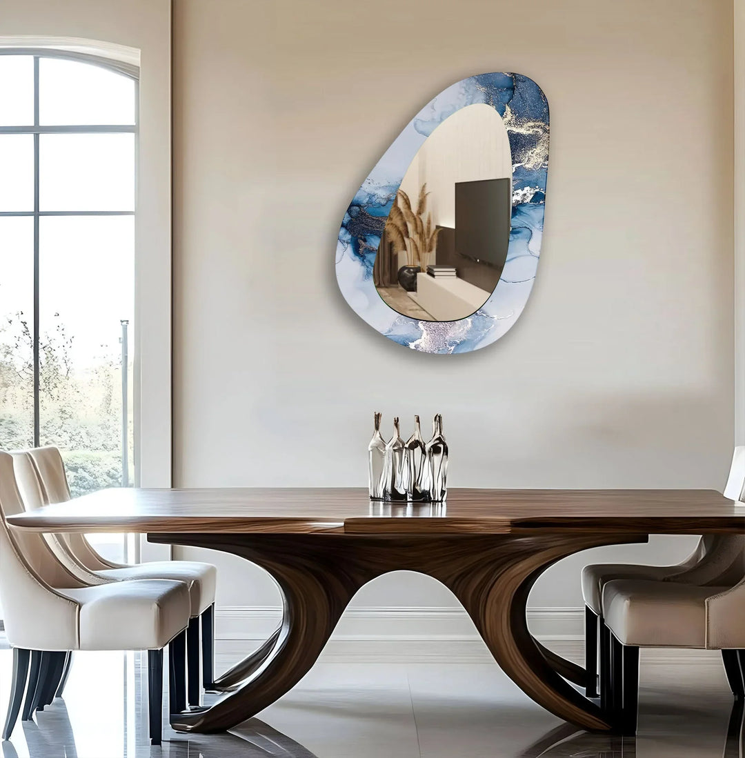 White And Blue Marble Entryway Wall Mirror - MyPhotoStation