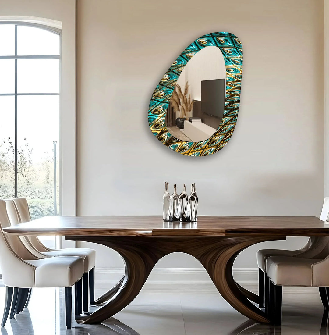 Decorative Irregular Green Stained Wall Mirror - MyPhotoStation