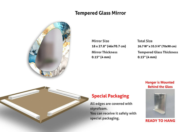 Blue Asymmetrical Abstract Wall Mirror - MyPhotoStation