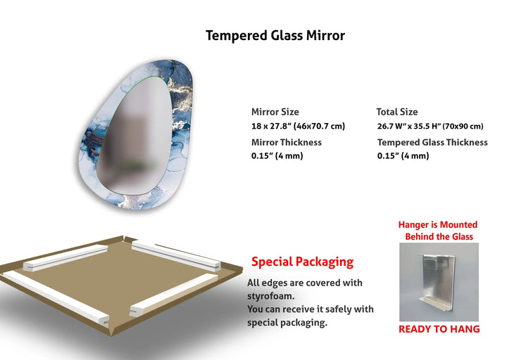 White And Blue Marble Entryway Wall Mirror - MyPhotoStation