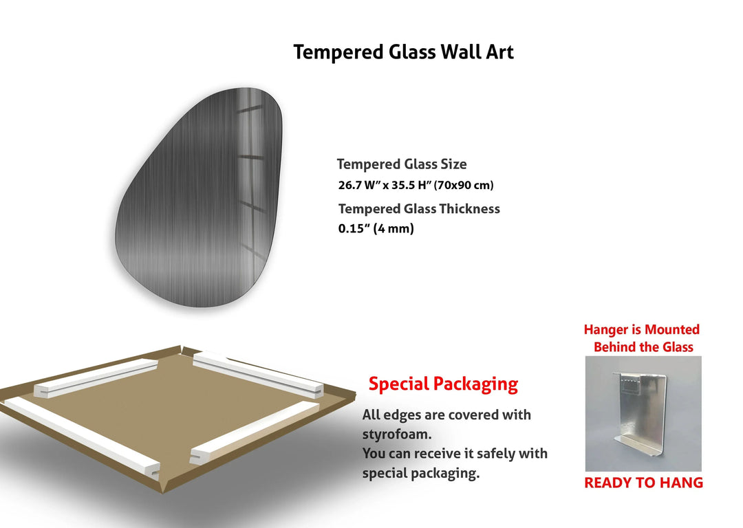 Gray Metal Panel Abstract Glass Wall Art, photo print on glass, prints on glass wall art